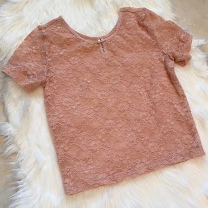 Forever 21 Light Pink Floral Lace Blouse Size S